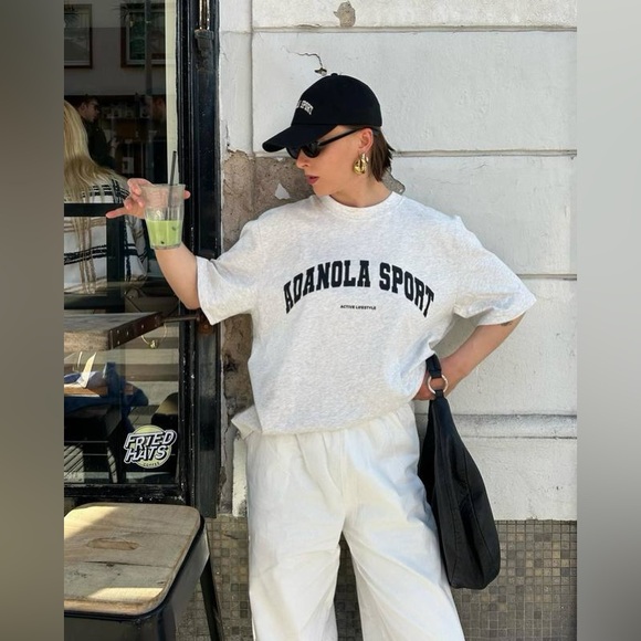 Adanola Sport Short Sleeve Oversized T-shirt - Grey Melange, Small Graphic Tee - Picture 3 of 4